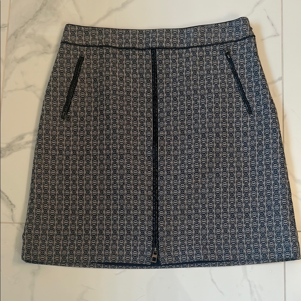 Tory Burch Black and Blue Mini Pencil Skirt
